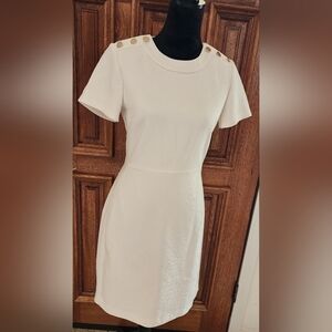 Club Monaco Ivory Mini Dress with Metallic Buttons